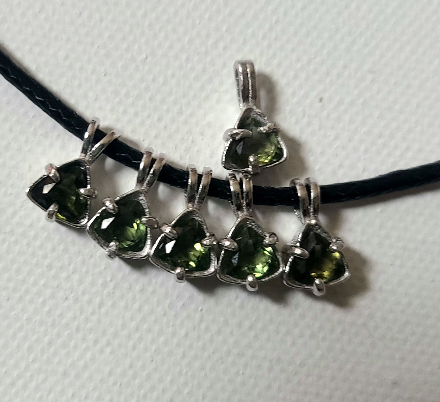 Genuine Trillion Moldavite Pendant in Sterling Silver