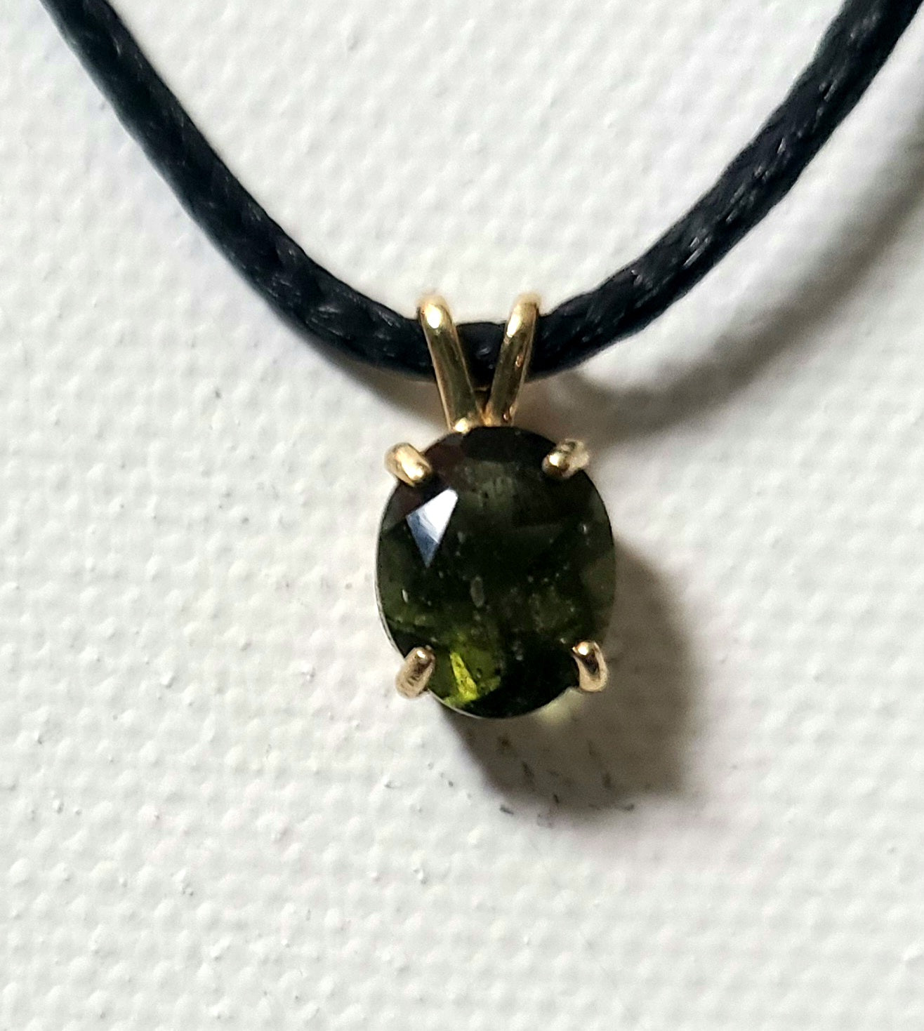Genuine Moldavite Pendant in Solid 14K Gold