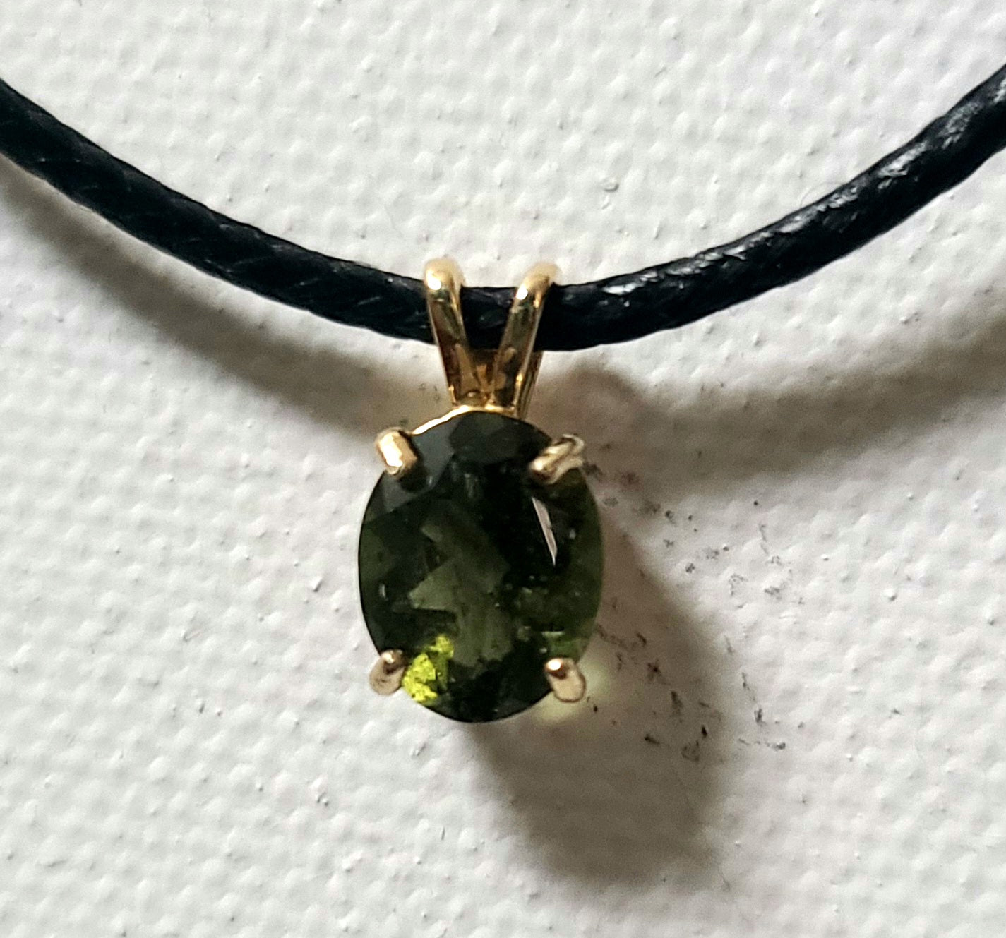 Genuine Moldavite Pendant in Solid 14K Gold