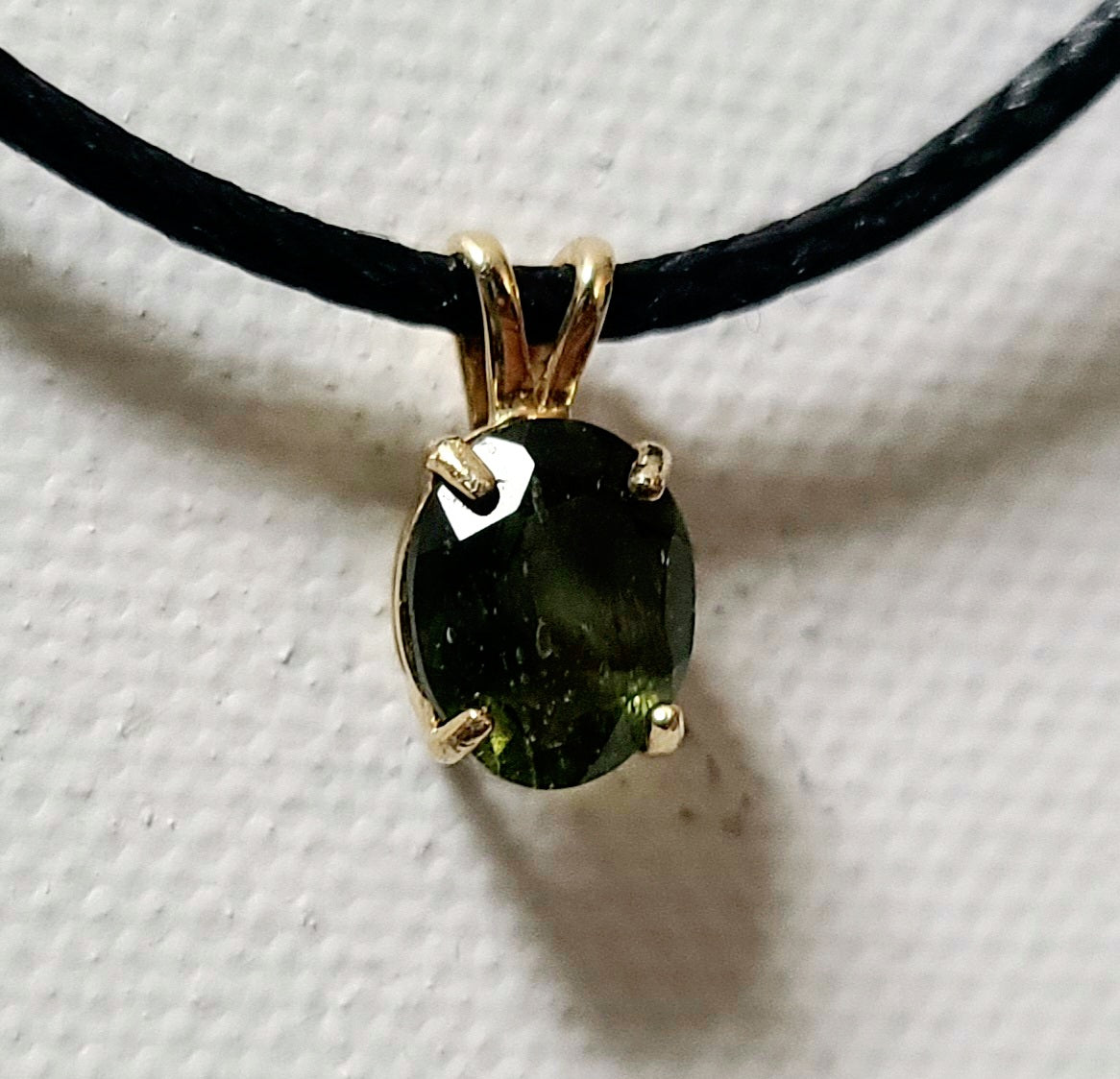 Genuine Moldavite Pendant in Solid 14K Gold