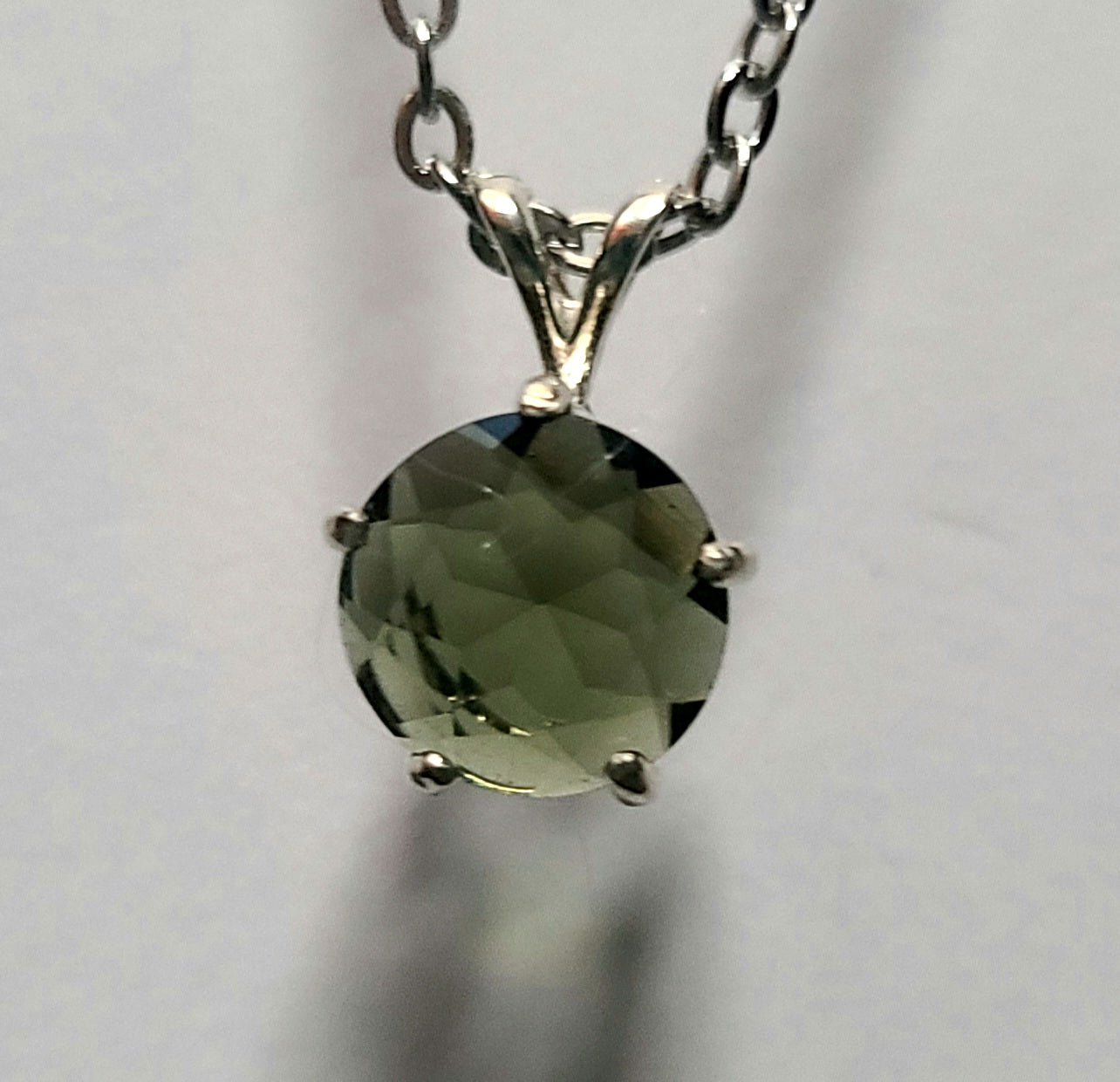 Dainty Authentic Moldavite Pendant in Sterling Silver
