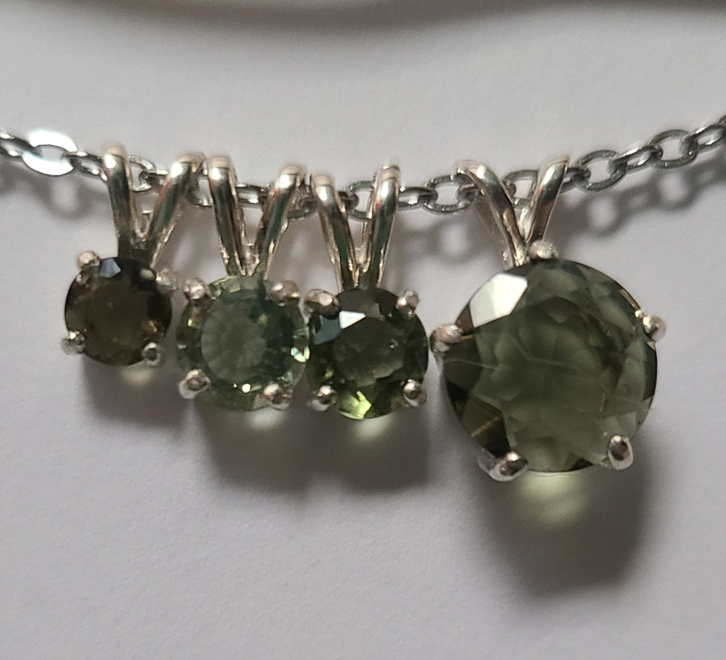 Dainty Authentic Moldavite Pendant in Sterling Silver