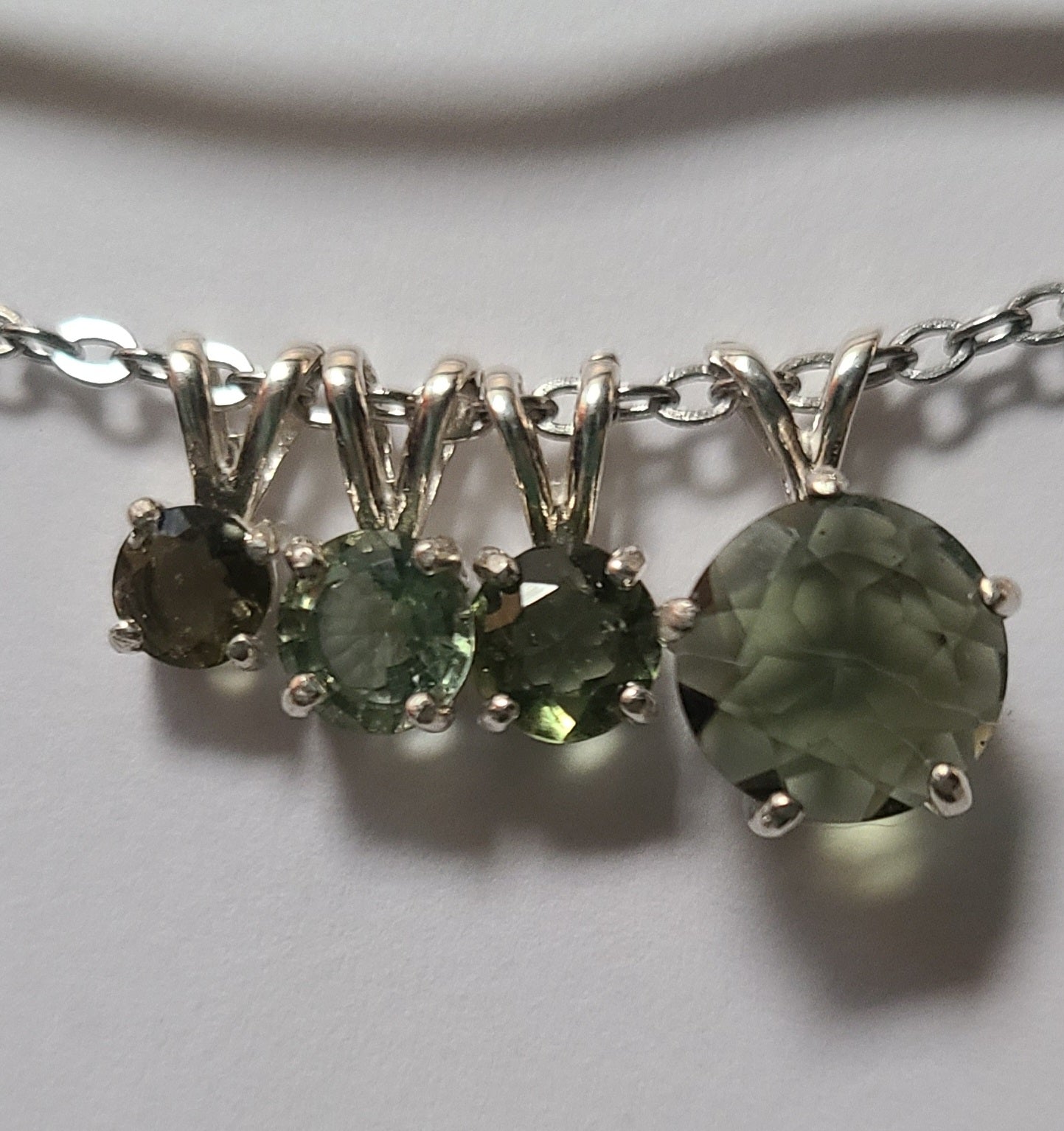 Dainty Authentic Moldavite Pendant in Sterling Silver