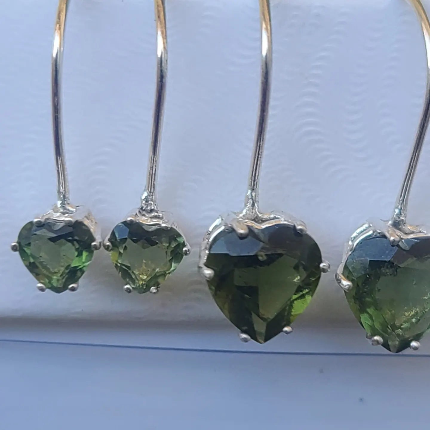 Moldavite Heart Dangle Earrings