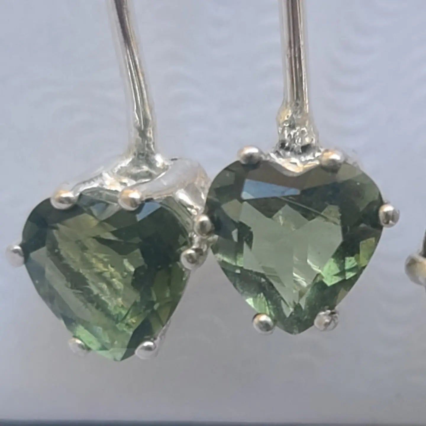 Moldavite Heart Dangle Earrings