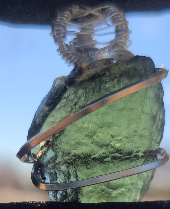 6.3g and 7.3g Moldavite Pendant in Sterling Silver