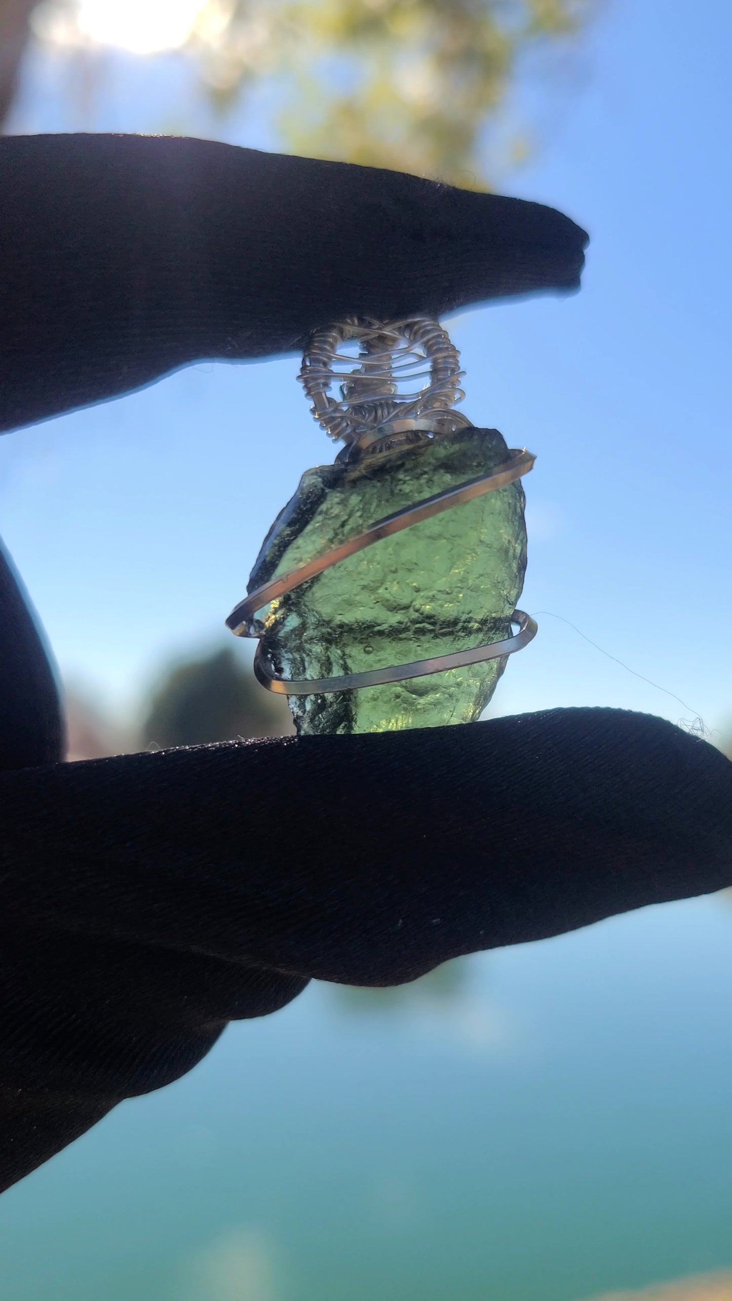6.3g and 7.3g Moldavite Pendant in Sterling Silver