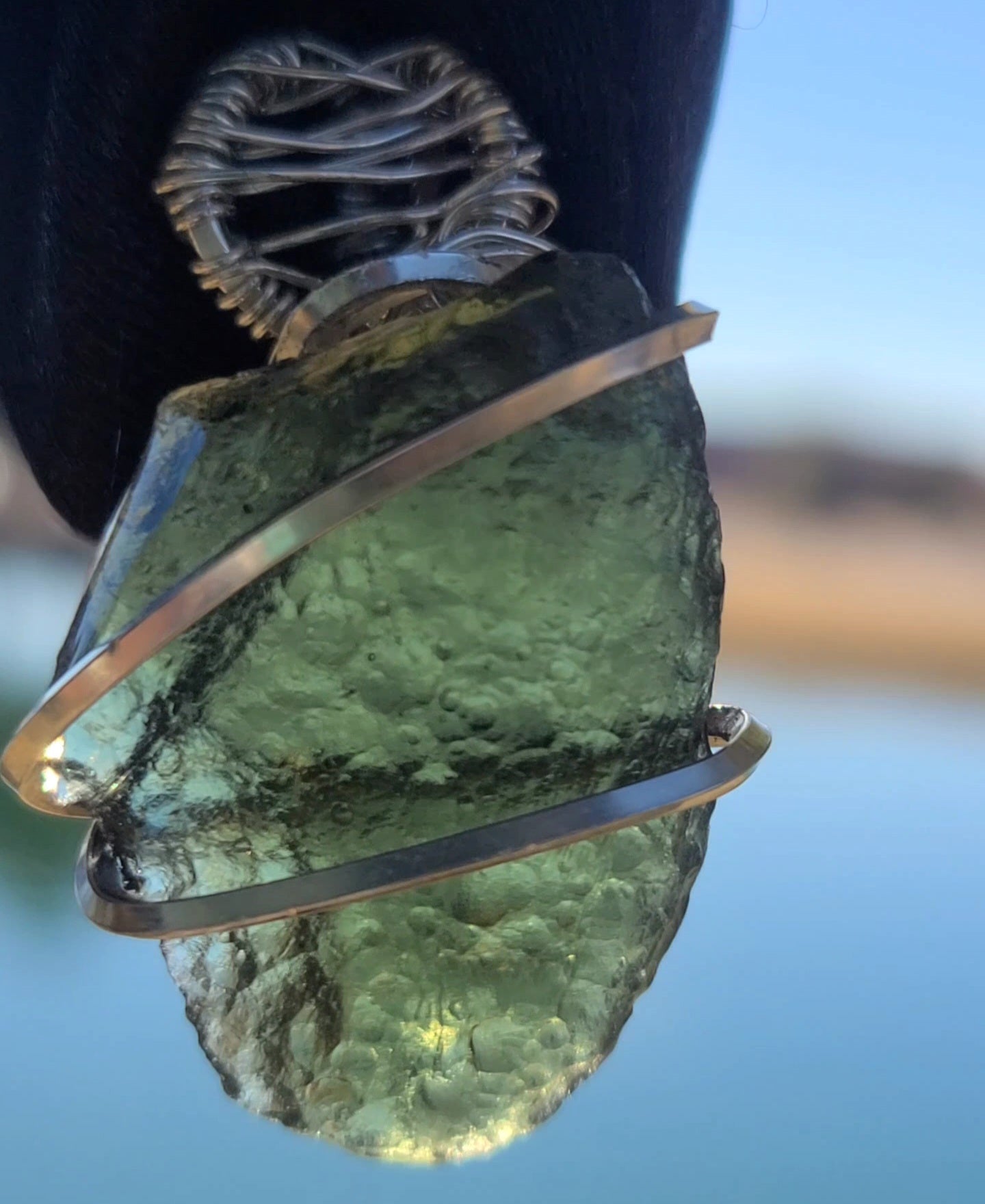 6.3g and 7.3g Moldavite Pendant in Sterling Silver