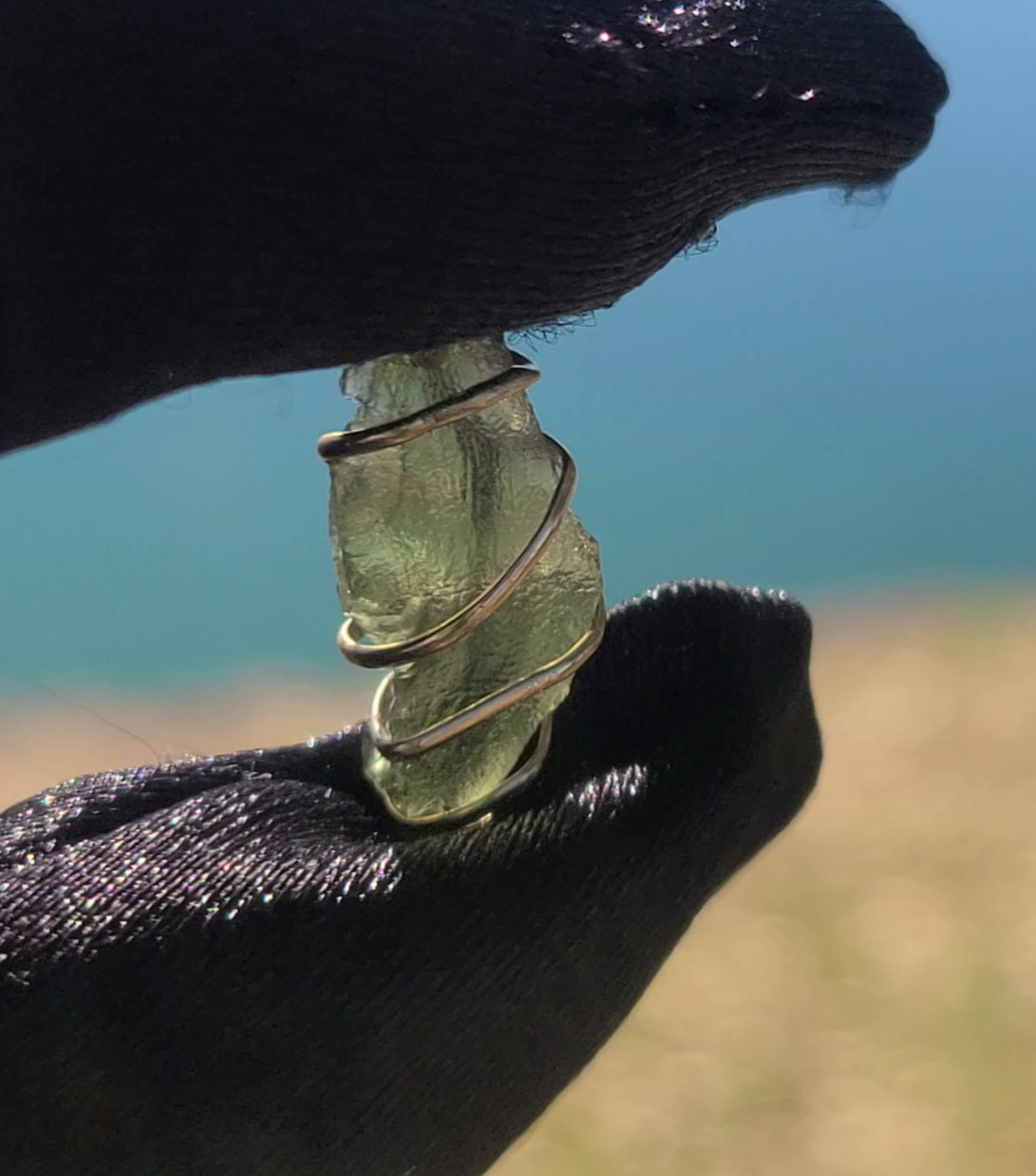 Dainty Rough Moldavite Pendant wrapped in 12K Gold-Filled Wire