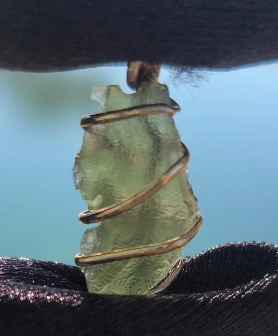 Dainty Rough Moldavite Pendant wrapped in 12K Gold-Filled Wire