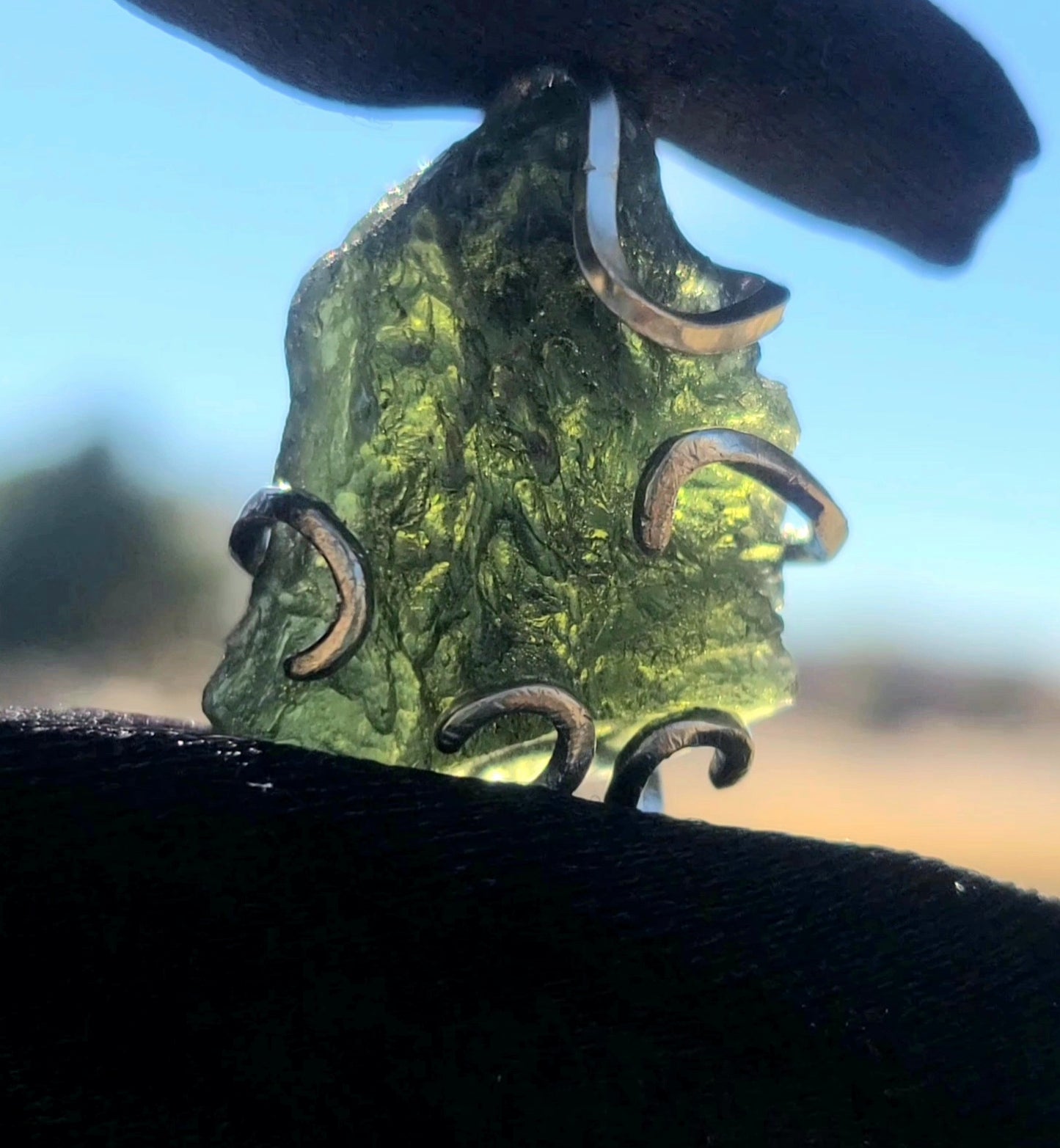 6.3g and 7.3g Moldavite Pendant in Sterling Silver