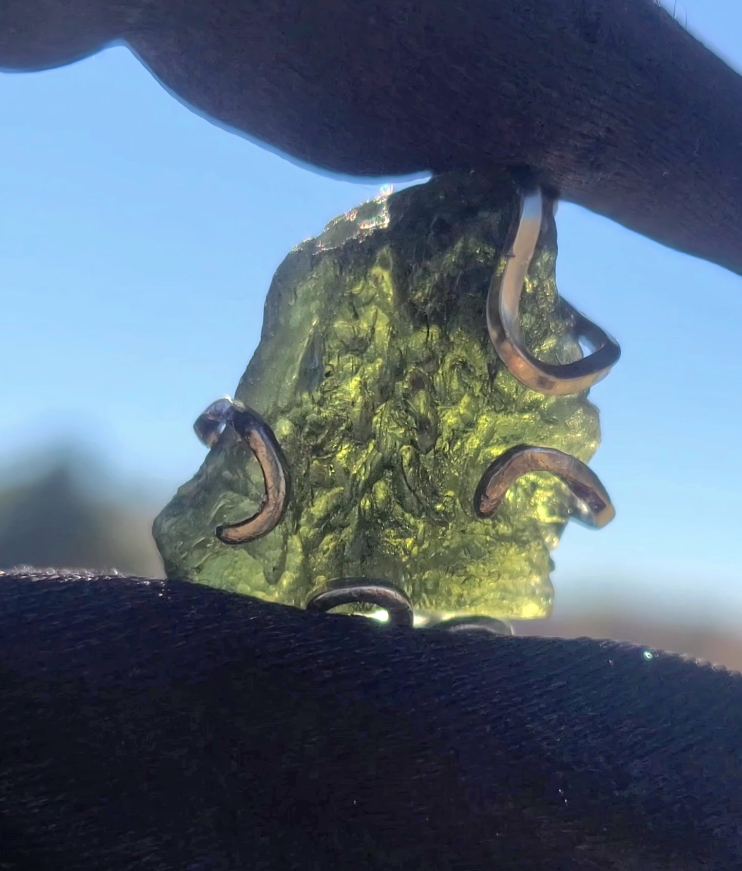 6.3g and 7.3g Moldavite Pendant in Sterling Silver